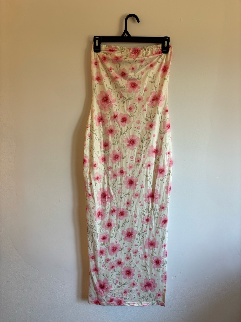 SHEIN Cream Maxi dress with Pink Floral Print